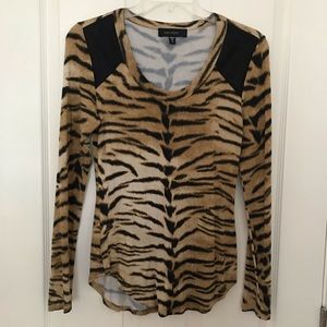 Karen Kane leopard print brown tan long sleeve XS